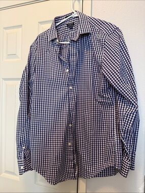 J. Crew Men’s Blue, Red & White Gingham Button-Down Shirt